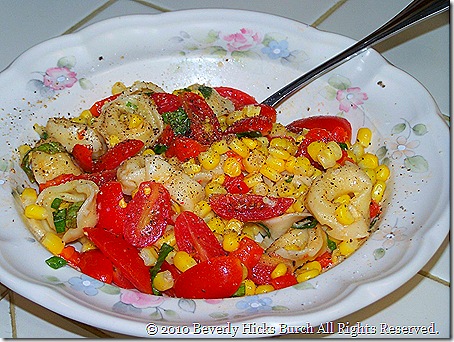 Cheese Tortellin with Corn & Tomatoes